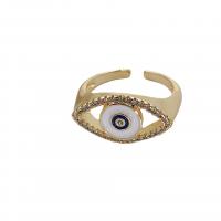 Cubic Zirconia Micro Pave Brass Finger Ring, Evil Eye, real gold plated, adjustable & micro pave cubic zirconia & for woman & enamel, US Ring 