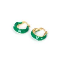 Brass Hoop Earring, gold color plated, for woman & enamel 23mm 