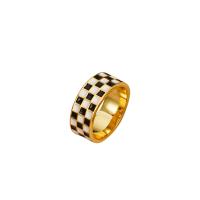 Brass Cuff Finger Ring, gold color plated, Adjustable & for woman & enamel, white and black 