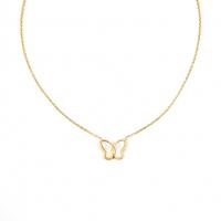 Ожерелье ручной латунные, Латунь, с Акрил, с 1.96 inch наполнитель цепи, бабочка, плакирован золотом, Женский, белый, длина:Приблизительно 15.74 дюймовый, продается PC