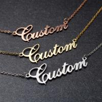 Stainless Steel Jewelry Necklace, 304 Stainless Steel, with 1.97inch extender chain, Alphabet Letter, Vacuum Ion Plating, Each custom text must be less than 10 letters & fashion jewelry & Unisex Approx 17.72 Inch 