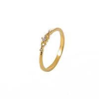 Cubic Zirconia Micro Pave Brass Finger Ring, micro pave cubic zirconia & for woman, golden, 17mm 