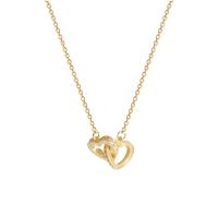 Titanium Steel Jewelry Necklace, with 2.44 extender chain, Heart, real gold plated, fashion jewelry & micro pave cubic zirconia & for woman, golden, 10mm cm 