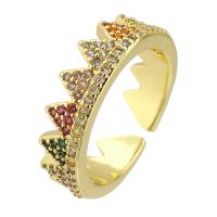 Brass Cuff Finger Ring, gold color plated, fashion jewelry & micro pave cubic zirconia & for woman, multi-colored, 6mm 