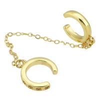 Brass Ear Chain, gold color plated, fashion jewelry & micro pave cubic zirconia & for woman, golden, 90mm 