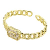 Brass Cuff Bangle, gold color plated, fashion jewelry & micro pave cubic zirconia & for woman 