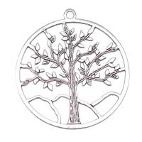 Colgante de la aleación del cinc, aleación de zinc, Árbol de la vida, chapado en color de plata antigua, Vintage & unisexo, 63x57mm, Vendido por UD