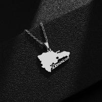 Stainless Steel Jewelry Necklace, 304 Stainless Steel, Map, Vacuum Ion Plating, fashion jewelry & Unisex Inch 