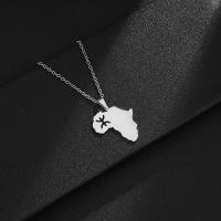 Stainless Steel Jewelry Necklace, 304 Stainless Steel, Map, Vacuum Ion Plating & fashion jewelry & Unisex .68 Inch 