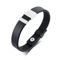 PU Leather Bracelet, with 304 Stainless Steel, fashion jewelry & for man, black Approx 9 Inch 