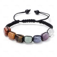 Gemstone Bracelets, Polyester Cord, with Mixed Agate, Unisex, mixed colors cm 