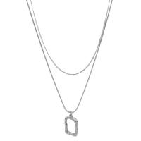 Brass Jewelry Necklace, with 1.96inch extender chain, Rectangle, plated, Double Layer & for woman & hollow Approx 15.7 Inch, Approx  17.7 Inch 
