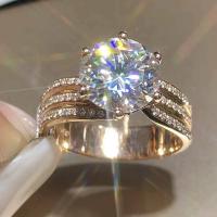 Circón cúbico anillo de dedo de latón, metal, chapado en color dorado, diverso tamaño para la opción & para mujer & con circonia cúbica, 11mm, tamaño:6-9, Vendido por UD