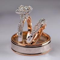 Cubic Zirconia Micro Pave Brass Finger Ring, plated, three pieces & Unisex & micro pave cubic zirconia, US Ring 
