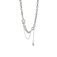 Rhinestone Zinc Alloy Necklace, with 2.36inch extender chain, Star, platinum color plated, Korean style & for woman & with rhinestone Approx 15 Inch 