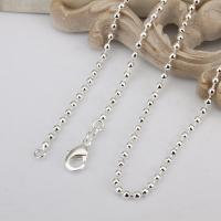 Brass Necklace Chain, silver color plated & Unisex & ball chain, 2mm 