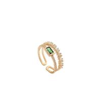 Brass Cuff Finger Ring, 18K gold plated, adjustable & micro pave cubic zirconia & for woman & hollow, US Ring 