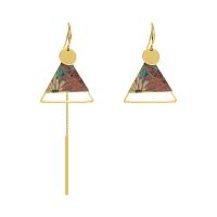 asymmetrische Ohrringe, Zinklegierung, Dreieck, goldfarben plattiert, Koreanischen Stil & für Frau, 27x80mm, verkauft von Paar