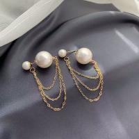 Fashion Fringe Earrings, Iron, with Plastic Pearl, gold color plated, Korean style & for woman 