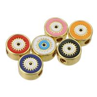 Enamel Brass Beads, Evil Eye, gold color plated Approx 2mm 