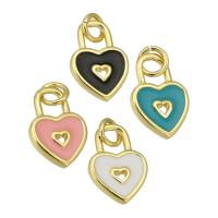 Enamel Brass Pendants, Heart, gold color plated, hollow Approx 2mm 