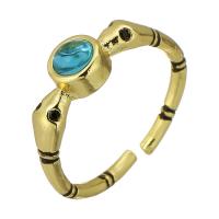 Brass Cuff Finger Ring, gold color plated, Adjustable & micro pave cubic zirconia & enamel, US Ring 