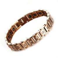 Edelstahl Armbänder, 304 Edelstahl, Vakuumbeschichtung, Modeschmuck & unisex & mit Strass, Roségold, 10mm, Länge:ca. 7.95 ZollInch, verkauft von PC