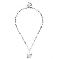 Stainless Steel Jewelry Necklace, 304 Stainless Steel, with 3.94inch extender chain, Butterfly, Vacuum Plating, fashion jewelry & for woman Approx 13.78 Inch 