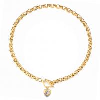 Collier de bijoux en acier inoxydable, Acier inoxydable 304, Placage sous vide, bijoux de mode & pour femme & avec strass, plus de couleurs à choisir Environ 17.72 pouce, Vendu par PC