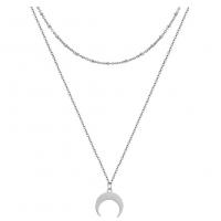 Stainless Steel Jewelry Necklace, 304 Stainless Steel, Moon, Vacuum Plating, fashion jewelry & for woman Approx 17.72 Inch 