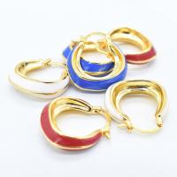 Brass Hoop Earring, 18K gold plated, fashion jewelry & for woman & enamel 