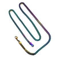 Stainless Steel Chain Necklace, 304 Stainless Steel, colorful plated, Unisex, mixed colors 