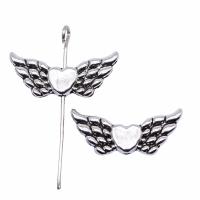 Zinc Alloy Heart Beads, Winged Heart, plated, DIY, silver color 
