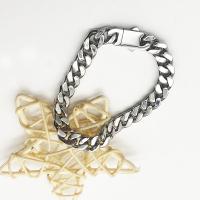 Stainless Steel Chain Bracelets, 304 Stainless Steel, polished, anti-fatigue & for man, silver color 