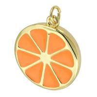 Enamel Brass Pendants, Orange, gold color plated, fashion jewelry & DIY, orange Approx 3mm 