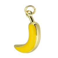 Pendentifs de Émail laiton , banane, Placage de couleur d'or, bijoux de mode & DIY & émail, Jaune Environ 3mm, Vendu par PC