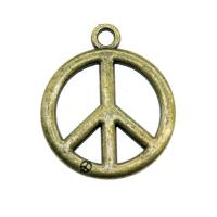 Colgantes de paz la aleación del cinc, aleación de zinc, Logo de la paz, chapado en color bronce antiguo, Vintage & unisexo, 23mm, Vendido por UD