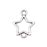 Zinc Alloy Charm Connector, Star, antique silver color plated, vintage & 1/1 loop & hollow 