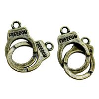 Zinc Alloy Charm Connector, Handcuffs, plated, vintage & 1/1 loop 