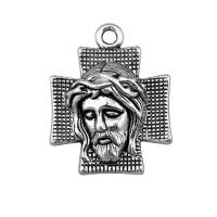 Pendentif Saint en alliage de zinc, croix, Plaqué de couleur d'argent, Vintage & unisexe Vendu par PC
