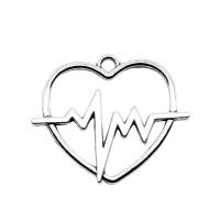 Zinc Alloy Heart Pendants, Electrocardiographic, plated, vintage & Unisex 