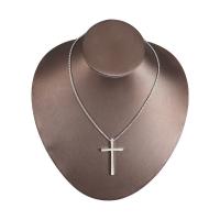 Stainless Steel Jewelry Necklace, 304 Stainless Steel, Cross, Vacuum Ion Plating, fashion jewelry .65 Inch 