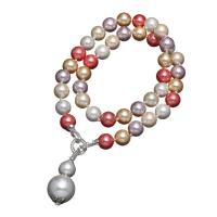 Shell Pearl Necklace, with Brass, silver color plated, for woman 10mm .72 Inch 