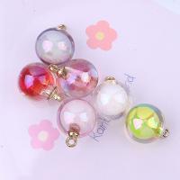 Acrylic Zinc Alloy Pendant, with Zinc Alloy, Round, gold color plated, Laser & DIY 