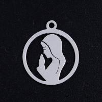 Stainless Steel Hollow Pendant, 201 Stainless Steel, Virgin Mary, Vacuum Ion Plating, fashion jewelry & DIY & Unisex 