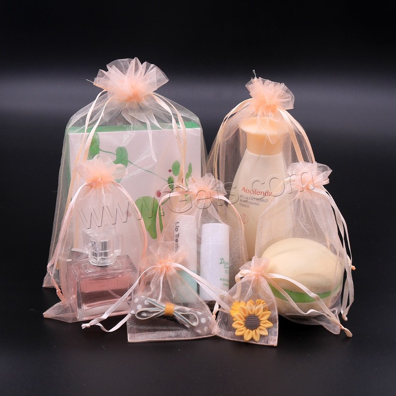 Organza Jewelry Pouches Bags, Rectangle, random style & different size for choice, mixed colors, 100PCs/Lot, Sold By Lot