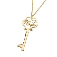 304 Stainless Steel Necklace, with 1.97inch extender chain, Key, Vacuum Ion Plating, Each custom text must be less than 10 letters & fashion jewelry & Unisex Approx 17.72 Inch 