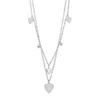 Cubic Zirconia Stainless Steel Necklace, 304 Stainless Steel, with 2.36inch extender chain, Heart, Vacuum Ion Plating, fashion jewelry & micro pave cubic zirconia & for woman Approx 14.96 Inch 