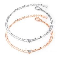 304 Stainless Steel Bracelet, with 2.17inch extender chain, Vacuum Ion Plating, fashion jewelry & micro pave cubic zirconia & for woman Approx 6.89 Inch 