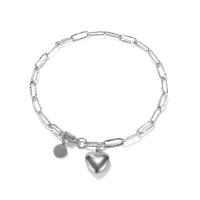Stainless Steel Charm Bracelet, 304 Stainless Steel, Heart, Vacuum Ion Plating, fashion jewelry & for woman Approx 7.68 Inch 